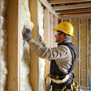 professional installing insulation walls home improved energy efficiency ()
